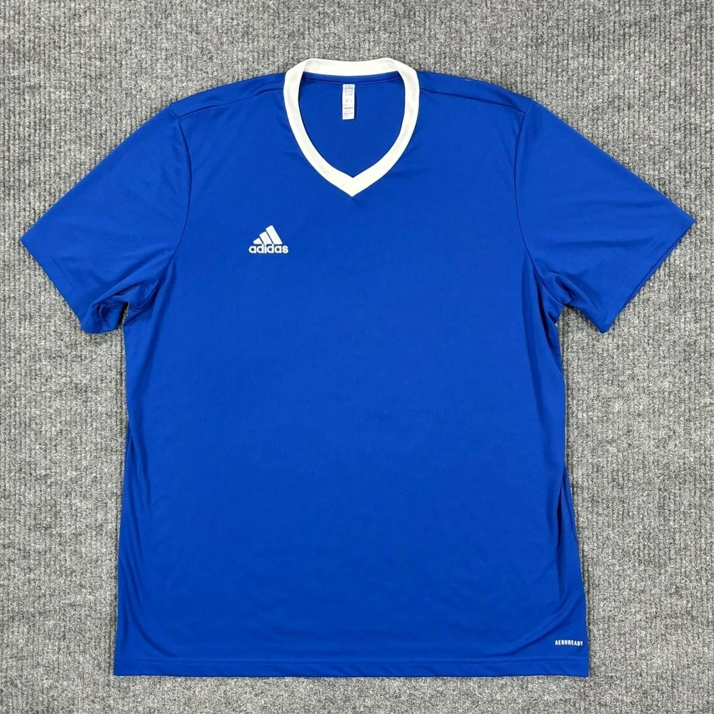 Adidas Aeroready 2XL Blue Soccer Jersey Athletic Training Shirt Performance Tee